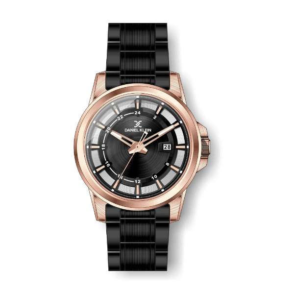 Relógio Analógico Masculino Daniel Klein Premium Dk.1.12453-6 Rosa Ouro e Preto