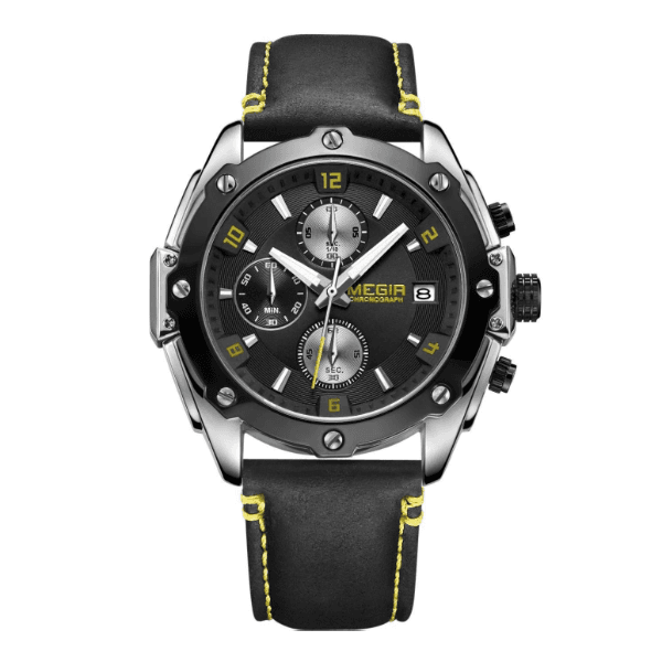 Relógio Analógico Masculino Megir Chronograph ML2079G-Bk-1N3 Preto/Amarelo