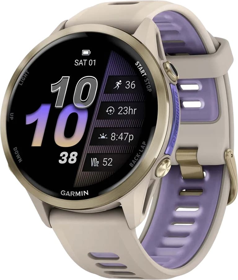Relógio GPS Garmin Forerunner 970 Soft Gold Titanium/French Gray