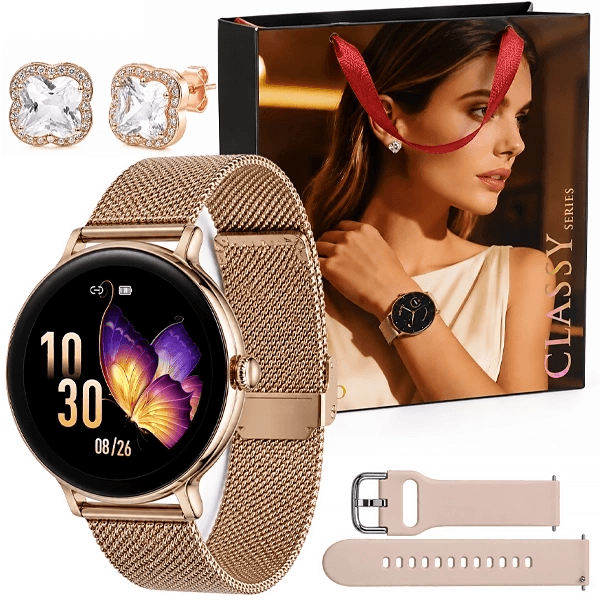 Relógio Smartwatch G-Tide Q2 Pro com Bluetooth Dourado + Brinco + Pulseira