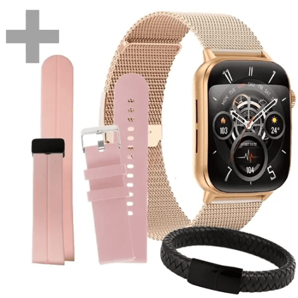 Relógio Smartwatch G-Tide S6 Pro com Bluetooth 1.95" Ip68 Dourado + Perfume