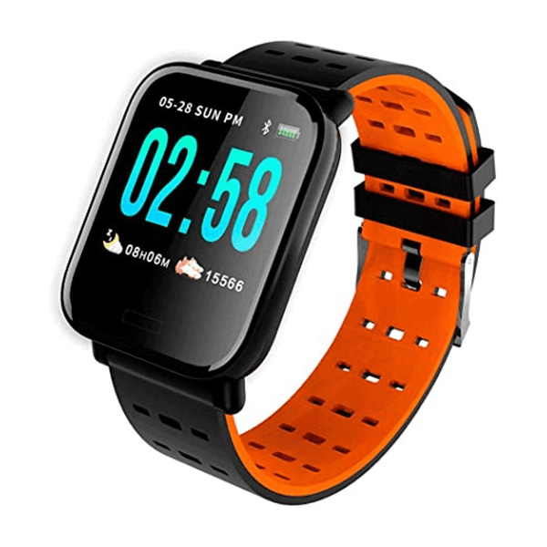 Relógio Smartwatch Inteligente Pulseira A6 Com Bluetooth 4.0 Laranja/Preto