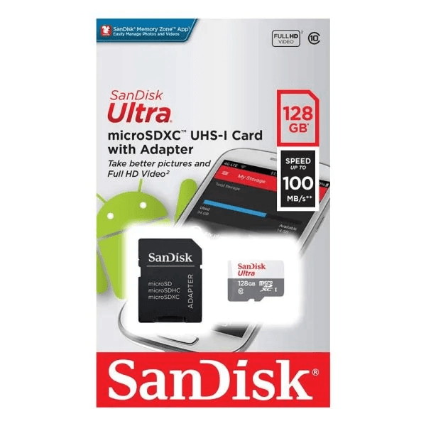 Memória Micro Sd Sandisk Ultra 256GB C10 100MB/S Sdsqunr-256G-GN6TA