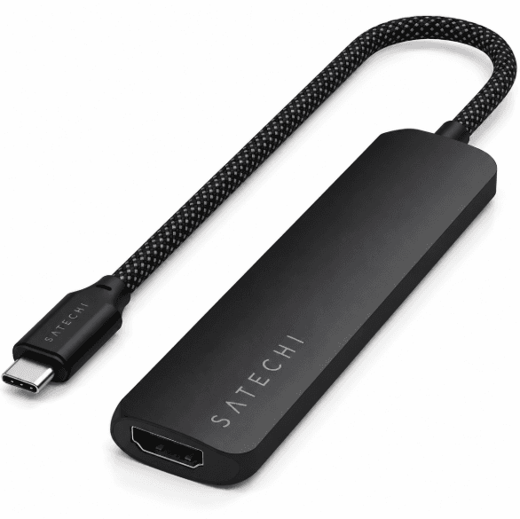 Adaptador Satechi Hub St-P6SK USB-C 6 Em 1 Slim Multiport 4K Preto