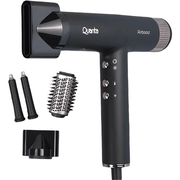 Secador de Cabelo Quanta Airboost Bldc 3 Em 1 Qtscb1700 3 Temperaturas 3 Velocidades 1700W 220V ~ 60 Hz Preto