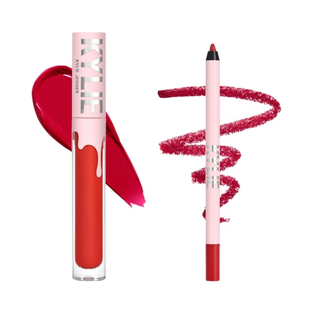 Kit de Cosméticos Kylie Jenner Velvet Liquid Lipstick & Lip Liner Red Velvet 2 Peças