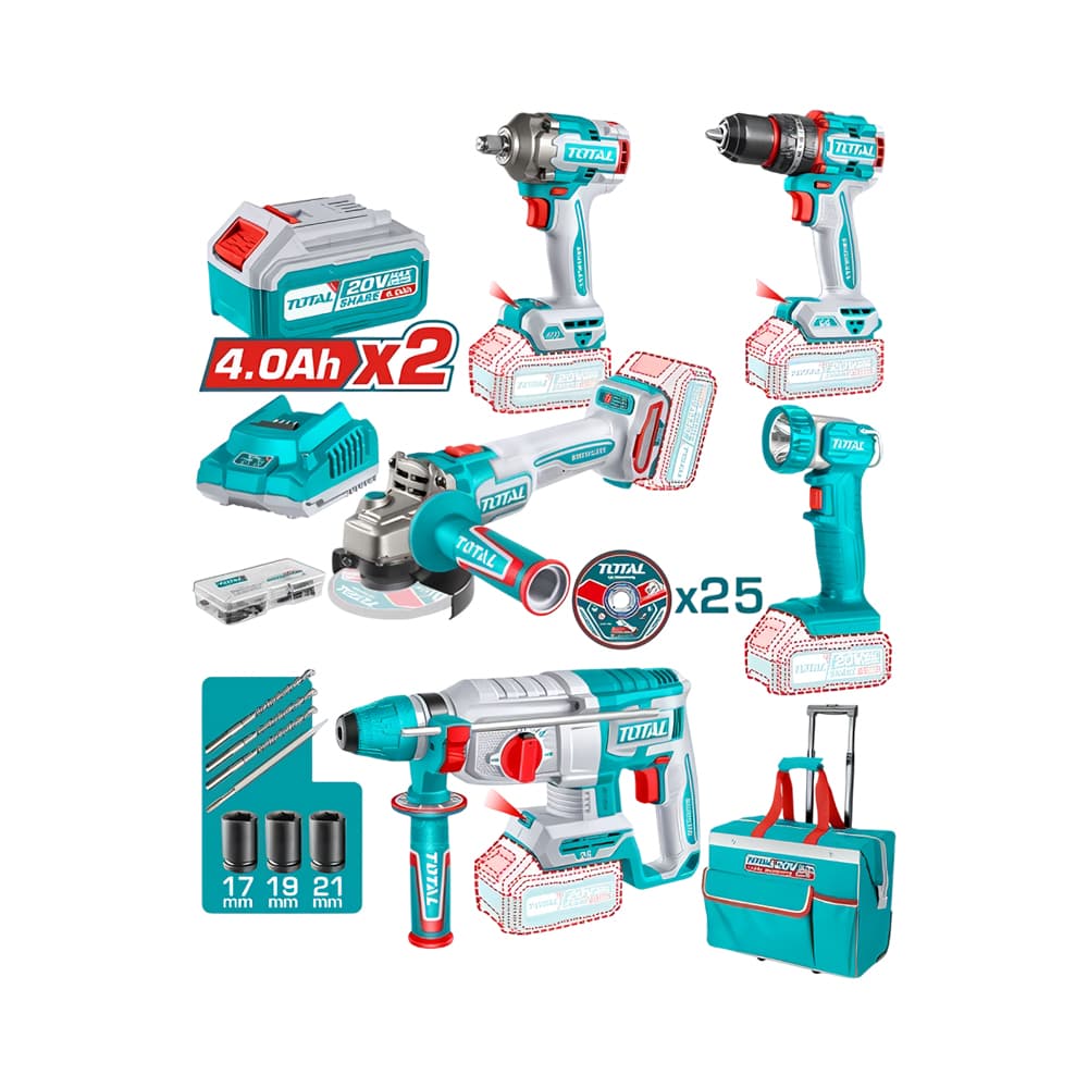 Kit de Ferramentas Industrial Total 20V Tckli20592 5 Peças