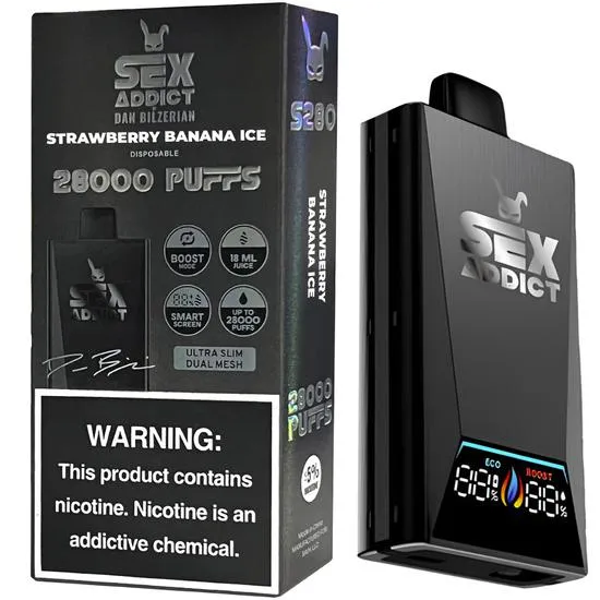 Vape Sex Addict S280 Black 28000PUFFS Strawberry Banana Ice