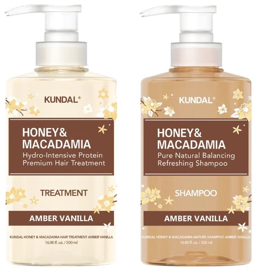 Shampoo e Tratamento Capilar Kundal Honey Macadamia | Amber Vanilla - 2 de 500mL