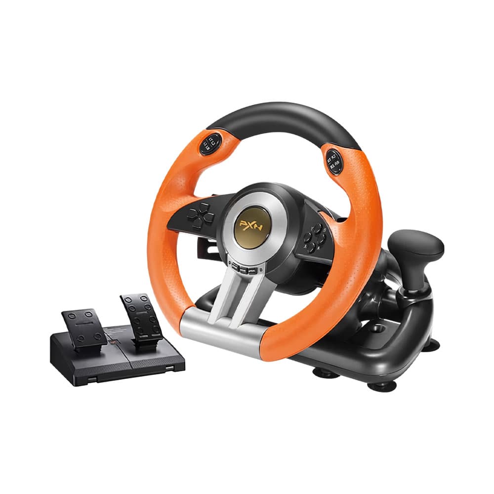 Volante Simulador Pxn V3 Pro com Pedais Laranja Preto