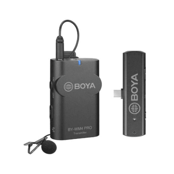 Sistema de Microfone Lapela Sem Fio Boya By-Wm4 Pro K5 2.4GHz para Android e Outros Dispositivos USB Tipo C (1TX+1RX) - Preto