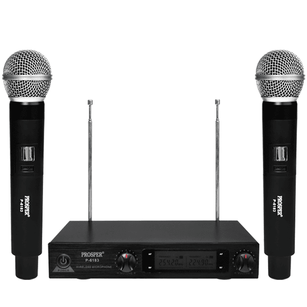 Sistema de Microfone Sem Fio Prosper P-6183 Vhf Bivolt Preto