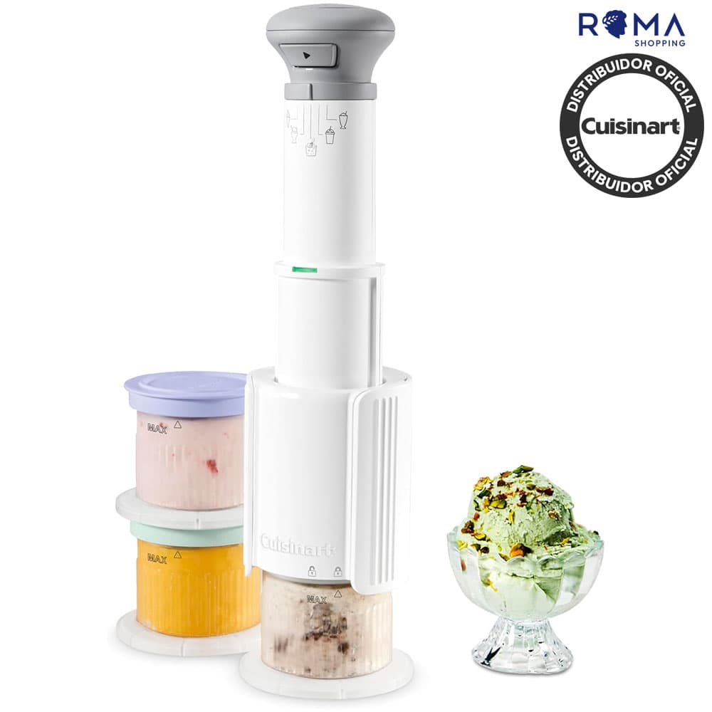 Máquina de Sorvete Cuisinart Ice-Fd10 Compacta 5In1 Automática Sorbet Slushy Milkshake Branco
