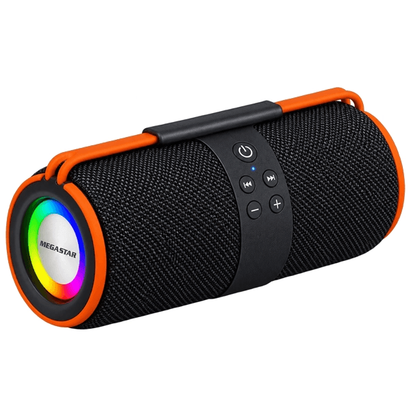 Caixa de Som Megastar HY80BTN 10W Bluetooth Rádio Fm Auxiliar Micro Sd Preto/Laranja