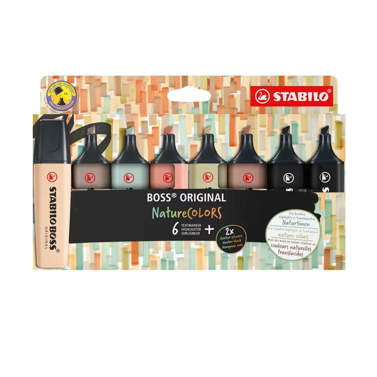 Estojo de Marcadores Stabilo Boss Nature Colors 8 Cores