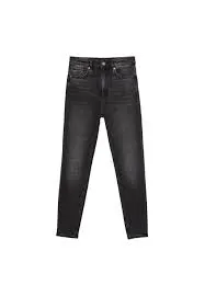Calça Skinny Regular Waist Stradivarius Negra 32