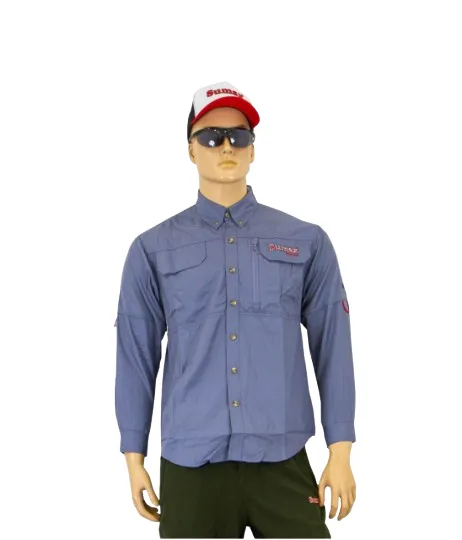 Camisa de Pesca Sumax Bsw2302-Ga Gris Azul Manga Larga (T) Xxl