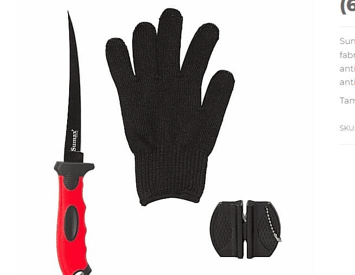 Combo de Pesca Sumax Su-2204 Faca/Afia/Luva
