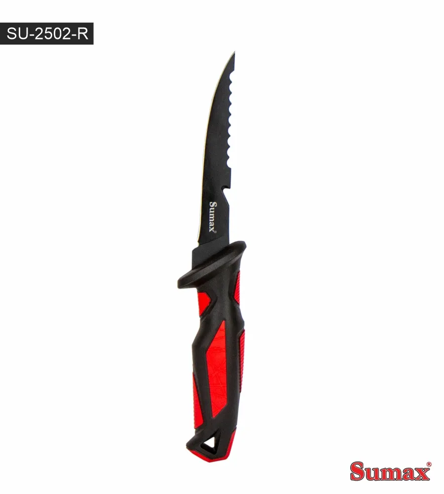 Faca de Pesca Sumax Su-2502-R Inox Vermelho