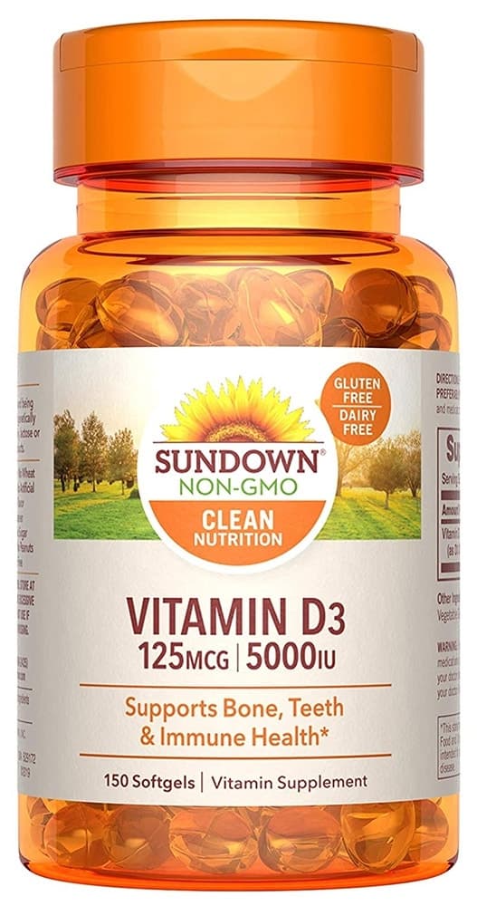Vitamina D3 Sundown Naturals 125MG/5000IU (150 Cápsulas Em Gel)