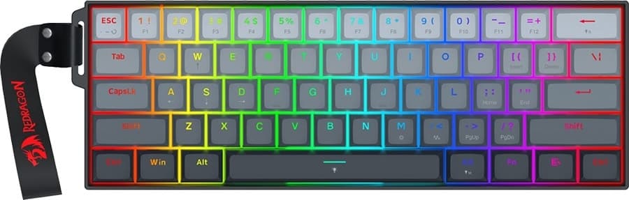 Teclado com Fio Gamer Redragon Fizz Magnetic+ K617GGB-RGB-MP Preto/Cinza