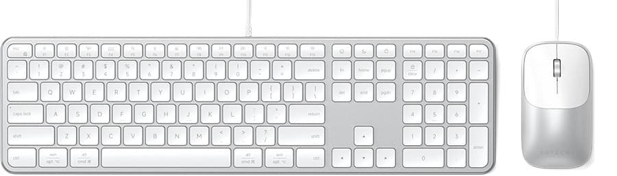 Teclado e Mouse Satechi Slim Clx3 Wired Combo Prateado