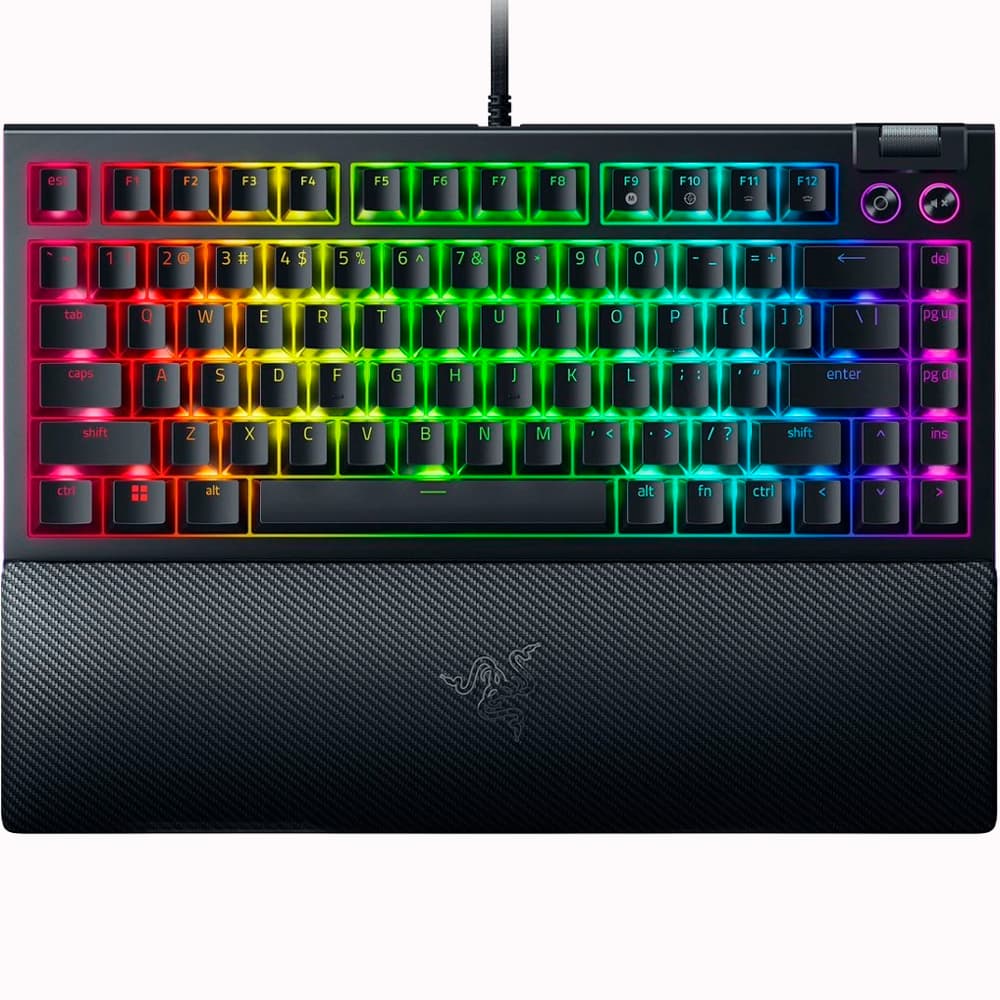 Teclado Gamer Mecânico Razer BlackWidow V4 75% Orange Switch RGB USB Inglês Preto