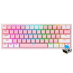 Teclado Gamer Mecânico Redragon K617-R Fizz Rainbow Mini USB / RGB / Blue / Inglês - Rosa / Branco