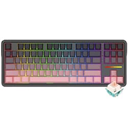 Teclado Gamer Mecânico Redragon K728SP-RGB-PRO Antonium Pro Wireless / RGB / Inglês - Preto / Rosa