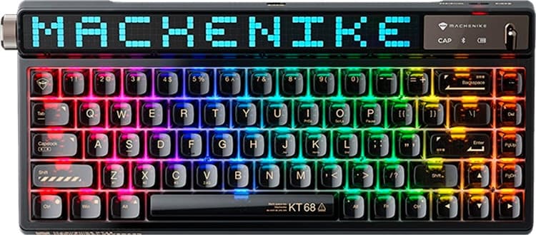 Teclado Gaming Machenike Kt68 Pro Smart Screen (Inglês Sem Fio) Switch Brown