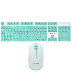 Kit Teclado + Mouse Ftx Gk600 Wireless Português Branco / Verde