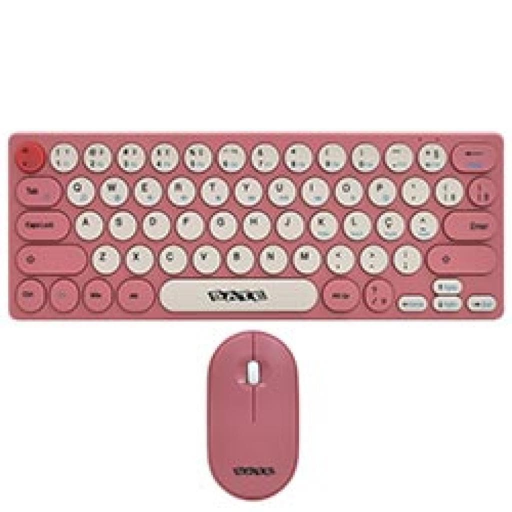Teclado USB Satellite AK6061G com Mouse Sem Fio Rosa