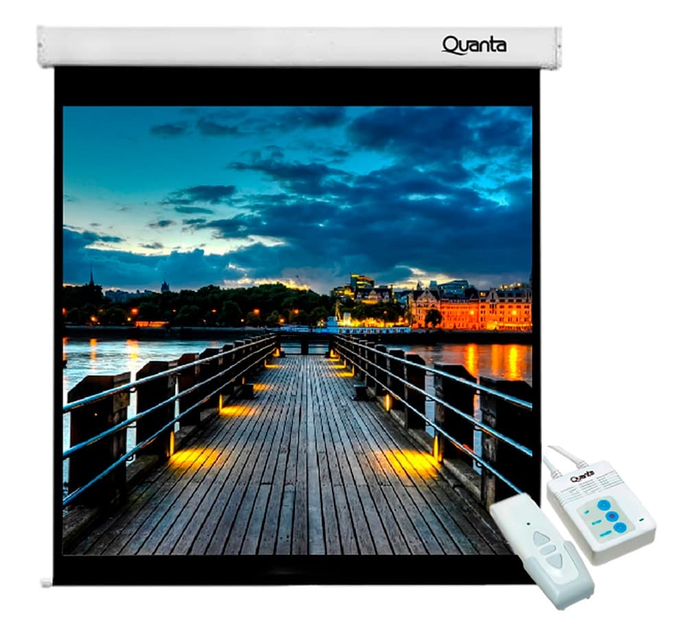 Tela de Projeção Quanta Elétrica 100" 1:1 Parede/Teto 220V