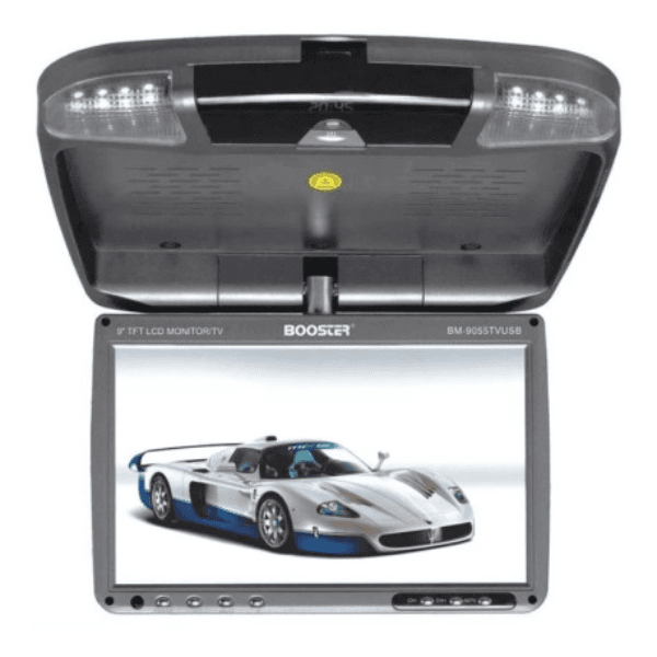 Tela de Teto Automotivo Booster Bm-9055TVUSB 9" Monitor Giratório com Alto-falante USB Sd Av Cinza