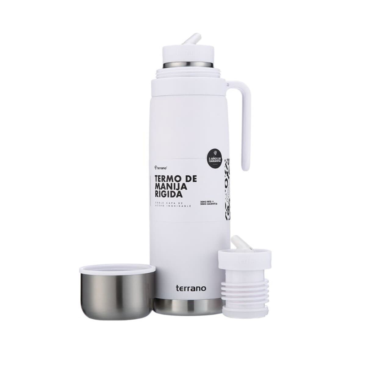 Garrafa Térmica Terrano 1L C/manija Rigida Premium Blanco