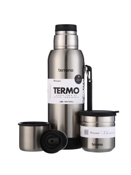 Garrafa Térmica Terrano 1L Manija Movil + Bota Protectora Inox