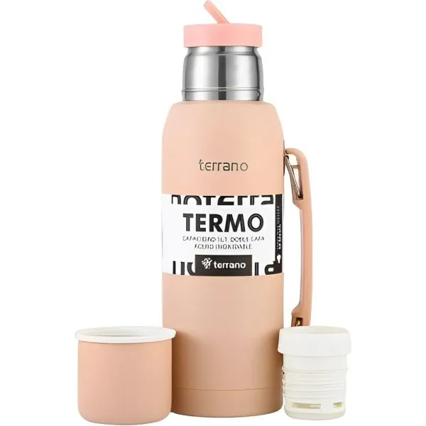 Garrafa Térmica Terrano 1L Manija Movil + Bota Protectora Rosa