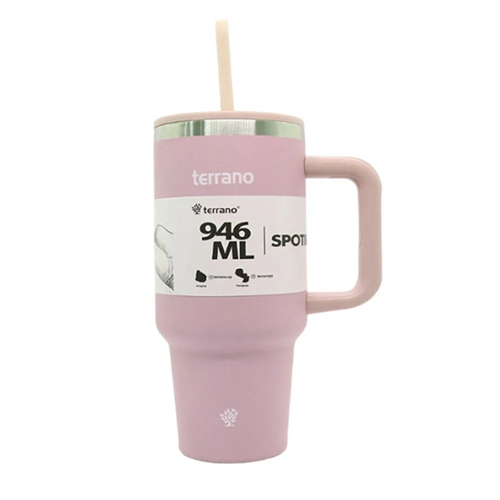 Garrafa Térmica Terrano Spotie Cup C/pajita 946ml Rosa