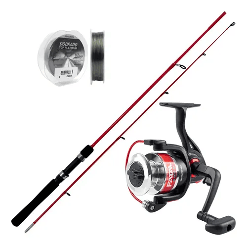 Kit de Pesca Top Fishing Vara Game 4000 15-30LB 1.65M + Carretilha Game 4000 Vermelho