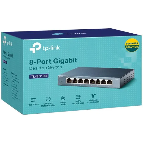 Switch Tp-Link Tl-Sg108 8P 10/100/1000Mps Preto