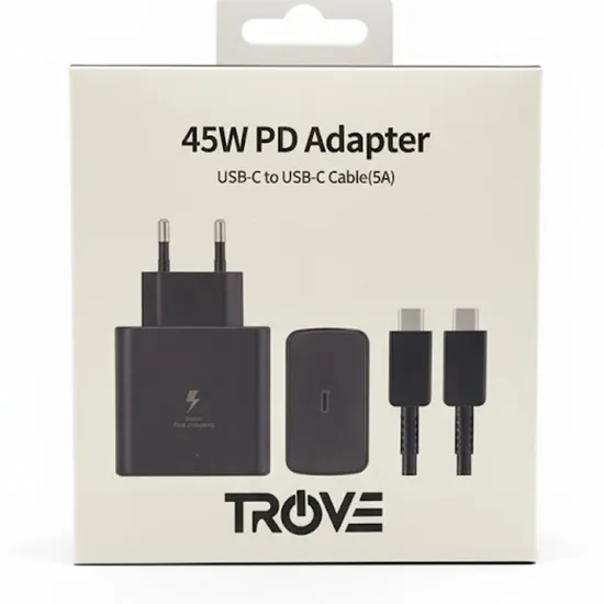 Carregador Trove Pd Fast 45W 1USB-C C/cabo USB-C Preto