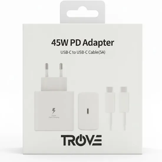 Carregador Trove 45W 1USB-C com Cabo USB-C Branco