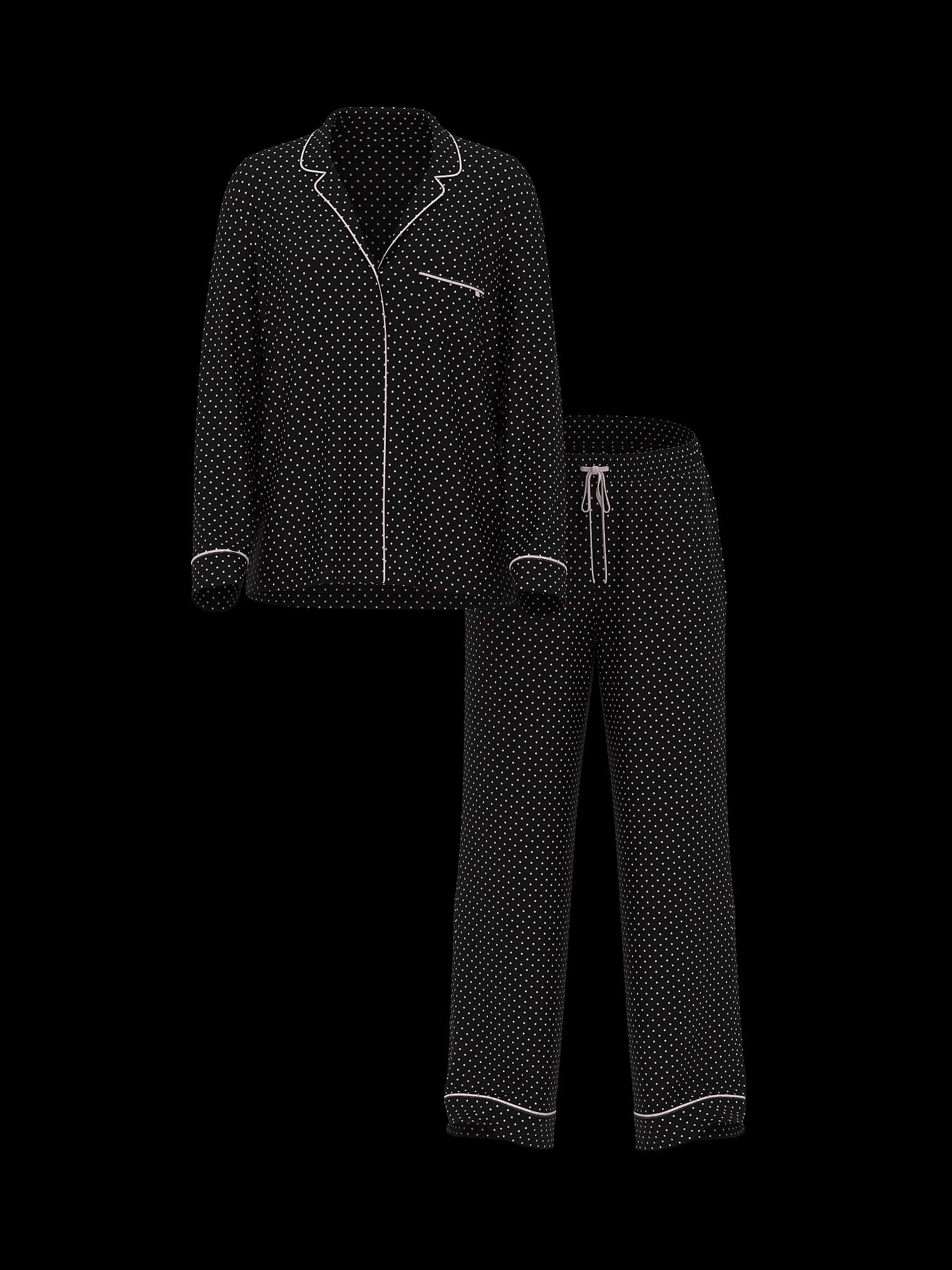 Victoria's Secret Pijama com Calça Preto Pontos Rosa Tam. S