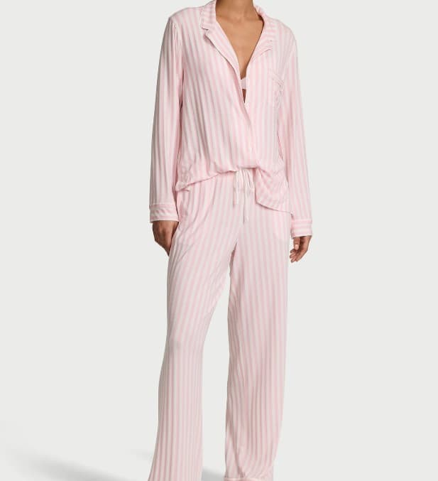 Pijama Victoria's Secret com Calça Rosa com Listras Tam. L