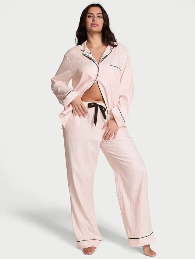 Victoria's Secret Pijama com Calça Rosa Listrado Brilho Tam. P