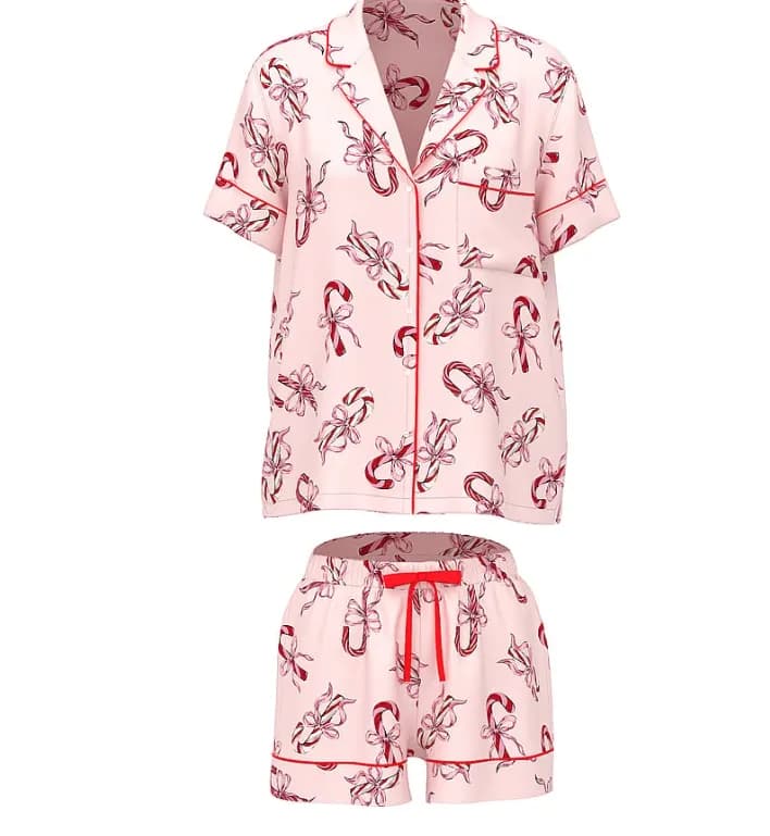 Pijama Victoria's Secret com Short Rosa com Laços Tam. S