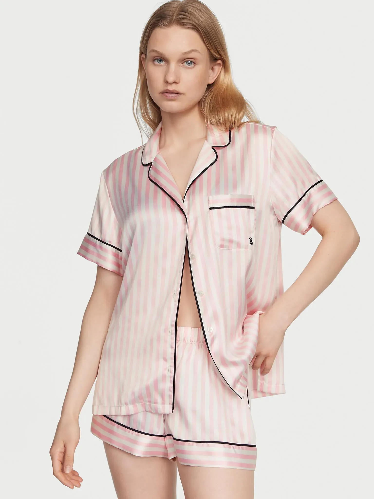 Victoria's Secret Pijama C/short Rosa C/rayas Tam. M