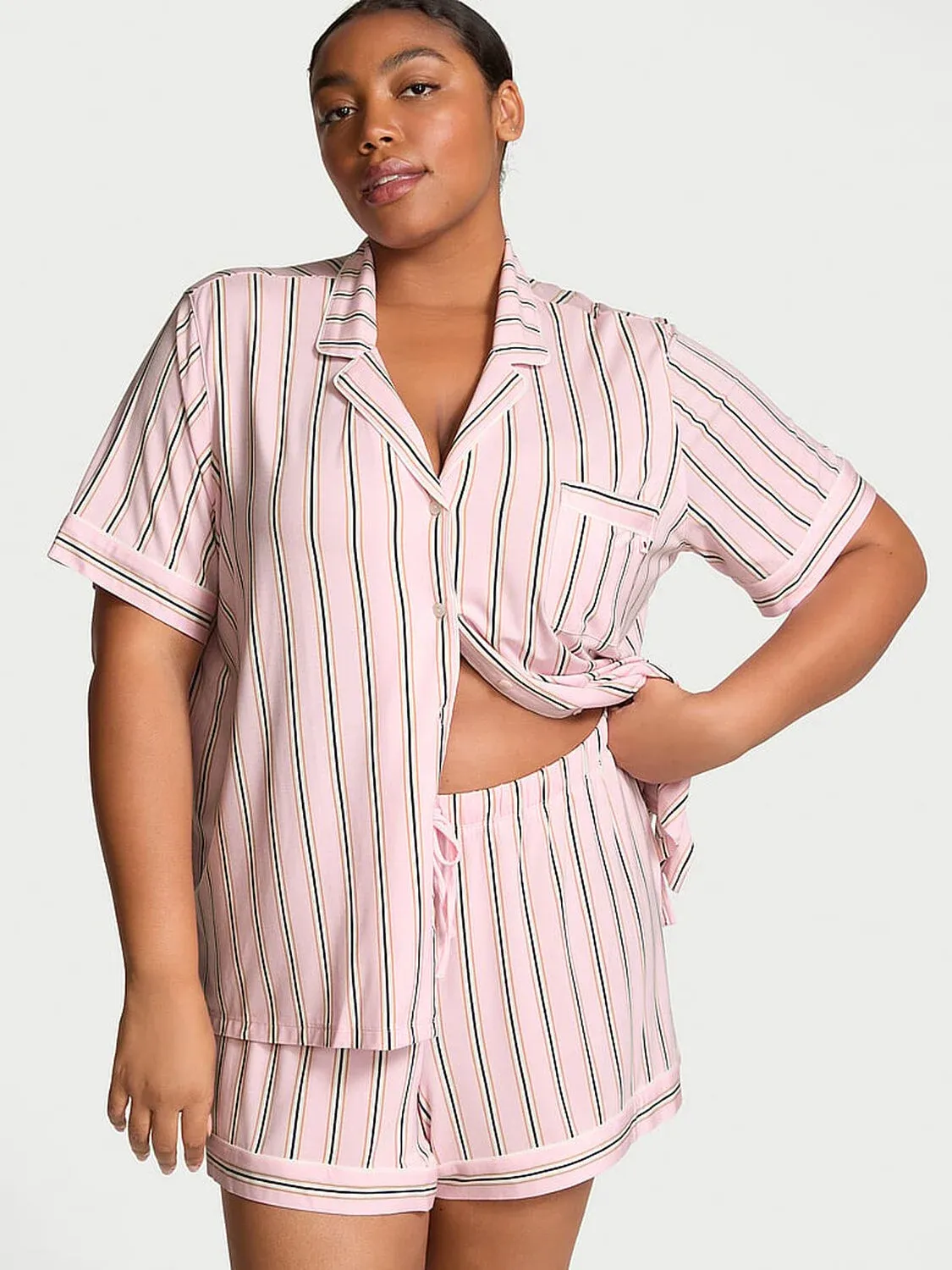 Pijama Victoria's Secret C/short Rosa C/rayas Tam. Xs