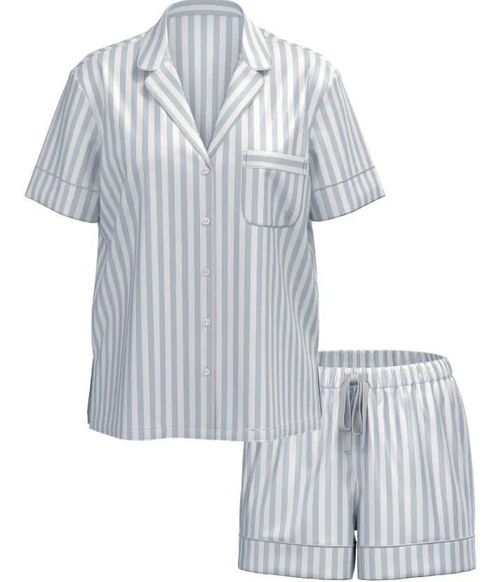 Pijama Victoria's Secret Seda C/short Raya Celeste Tam. S