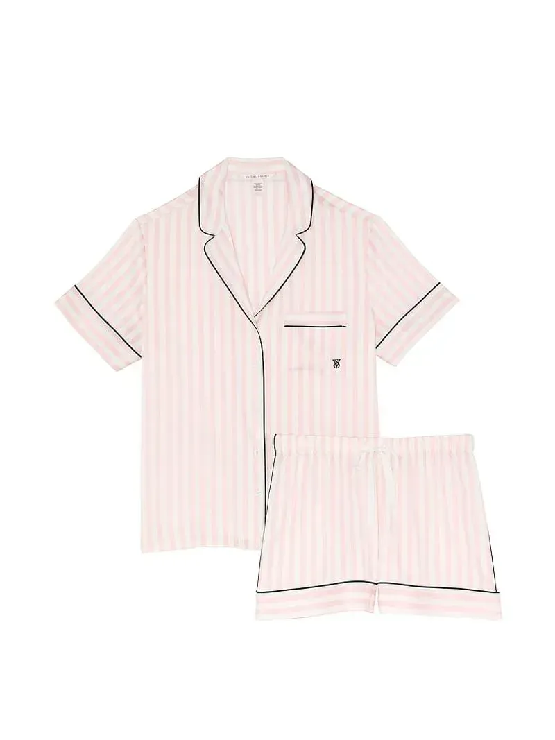 Victoria's Secret Pijama Short Rosa Con Rayas Tam. M